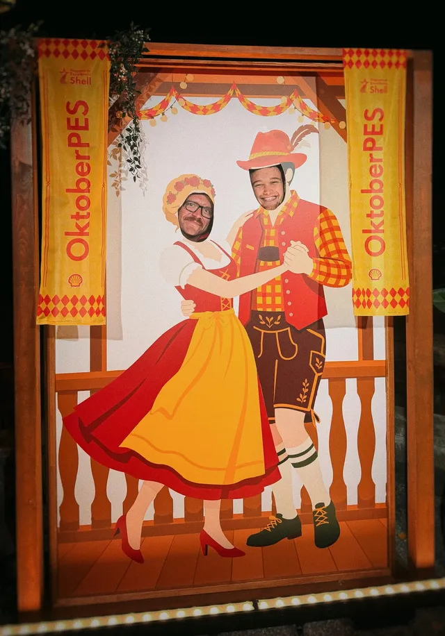 Colourful Oktoberfest photo wall at an event